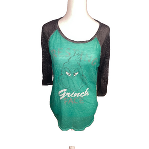 The Grinch “Resting Grinch Face” Quarter Sleeve Top
